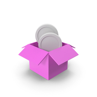 Open Box With Coins Pink PNG & PSD Images