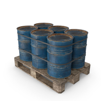 Rusty Blue Barrels On Old Plywood Pallet PNG & PSD Images