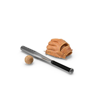 Leather Glove with Baseball And Bat Fur PNG & PSD Images