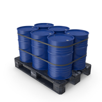 Blue Barrels On Wood Pallet Dark Painted PNG & PSD Images