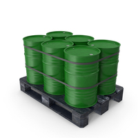 Green Barrels On Dark Painted Wood Pallet PNG & PSD Images