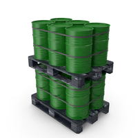 Green Barrels On Dark Painted Wood Pallet PNG & PSD Images