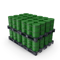 Green Barrels On Dark Painted Wood Pallet PNG & PSD Images