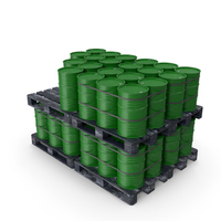 Green Barrels On Dark Painted Wood Pallet PNG & PSD Images