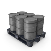 Grey Barrels On Dark Painted Wood Pallet PNG & PSD Images