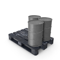 Grey Barrels On Wood Pallet Dark Painted PNG & PSD Images