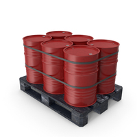 Red Barrels On Wood Pallet Dark Painted PNG & PSD Images