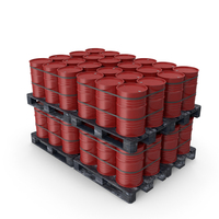 Red Barrels On Wood Pallet Dark Painted PNG & PSD Images