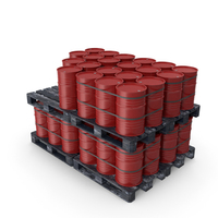 Red Barrels On Dark Painted Wood Pallet PNG & PSD Images