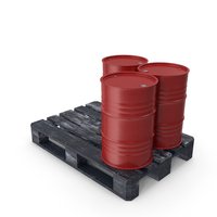 Red Barrels On Dark Painted Wood Pallet PNG & PSD Images