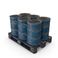 Rusty Blue Barrels On Wood Pallet Dark Painted PNG & PSD Images