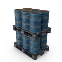Rusty Blue Barrels On Dark Painted Wood Pallet PNG & PSD Images