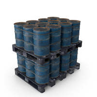 Rusty Blue Barrels On Dark Painted Wood Pallet PNG & PSD Images