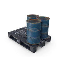 Rusty Blue Barrels On Dark Painted Wood Pallet PNG & PSD Images