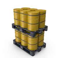 Yellow Barrels On Dark Painted Wood Pallet PNG & PSD Images