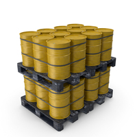 Yellow Barrels On Dark Painted Wood Pallet PNG & PSD Images