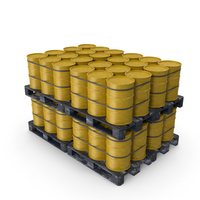 Yellow Barrels On Dark Painted Wood Pallet PNG & PSD Images