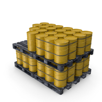 Yellow Barrels On Dark Painted Wood Pallet PNG & PSD Images