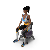 Sportswoman Sitting on Balancing Chair Grey PNG & PSD Images