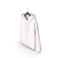 White Hanging Zipper Hooded Male Sweatshirt Without Pockets PNG & PSD Images