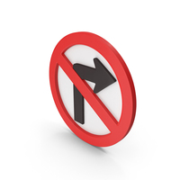 Cartoon No Right Turn Traffic Sign PNG & PSD Images