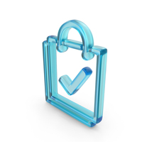 Glass Check Mark Shopping Bag Symbol PNG & PSD Images