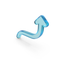 Glass Curved Up Arrow Symbol PNG & PSD Images