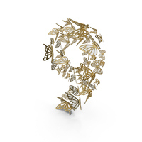Gold Butterflies Number 9 PNG & PSD Images