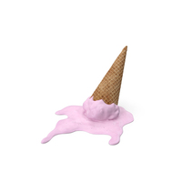 Melting Pink Ice Cream Cone PNG & PSD Images