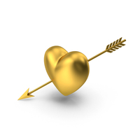 Gold Heart with Arrow PNG & PSD Images