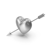 Silver Heart with Arrow PNG & PSD Images