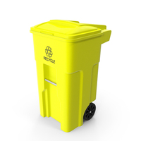Yellow Recycle Bin With Wheels PNG & PSD Images