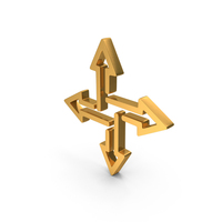Gold Crossroads Arrows Icon PNG & PSD Images