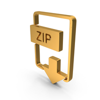 Gold Zip File Download Icon PNG & PSD Images