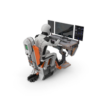 Astronaut at a Sci Fi Computer PNG & PSD Images