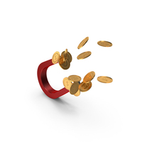 Magnet Attracting Gold Coins PNG & PSD Images