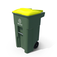 Recycling Wheelie Bin Green with Yellow Cover PNG & PSD Images