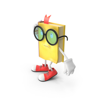 Character Yellow Book Thinking Pose PNG & PSD Images