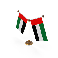Arab Emirates Country Y Shaped Double Table Flag Stand PNG & PSD Images