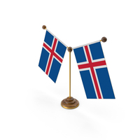 Iceland Country Y Shaped Double Table Flag Stand PNG & PSD Images