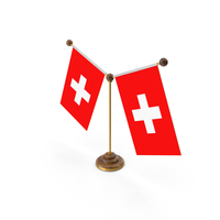 Switzerland Country Y Shaped Double Table Flag Stand PNG & PSD Images