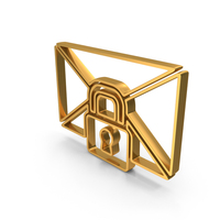 Gold Mail Lock Icon PNG & PSD Images