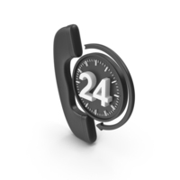 Black 24 Hours Helpline Symbol PNG & PSD Images