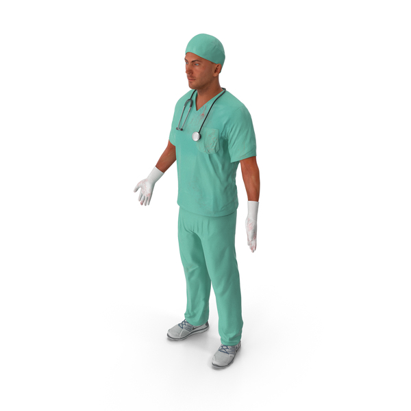 Male Surgeon Doctor Stained Blood Clothes PNG & PSD Images