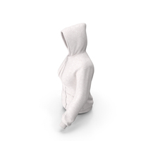 White Zipper Hooded Female Sweatshirt With Pockets PNG & PSD Images