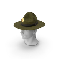 Campaign Hat With Cockade Green On Mannequin PNG & PSD Images