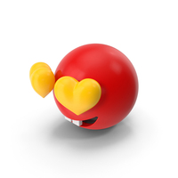 Red Smiley Face With Heart Eyes PNG & PSD Images