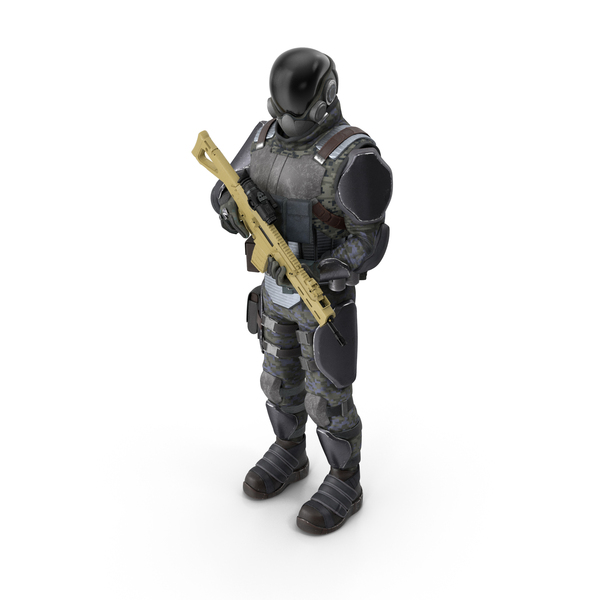 Sci-Fi Soldier Standing Pose PNG & PSD Images