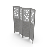 Gray Carved Wood Folding Room Divider PNG & PSD Images