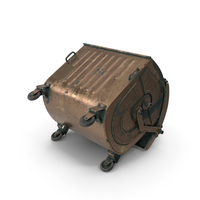 Metal Garbage Container Bronze Oxydation Open Posed PNG & PSD Images